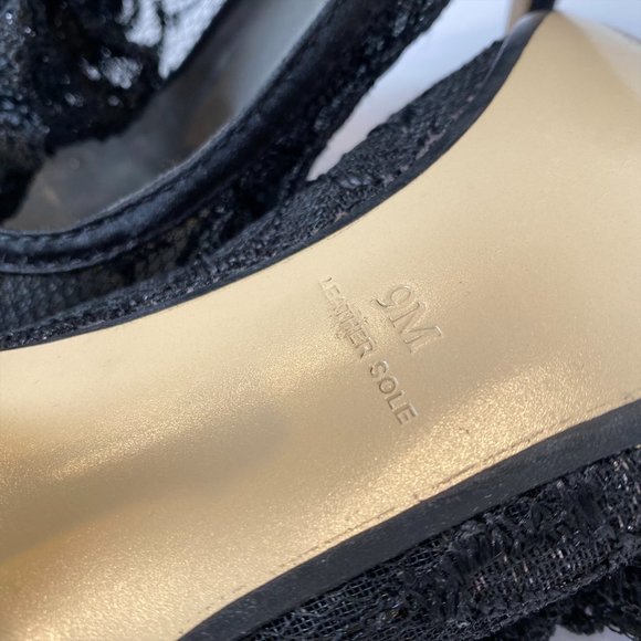 ANN MARINO BLACK HOLLYWOOD LACE HEELS IN SIZE 9 - Picture 6 of 8